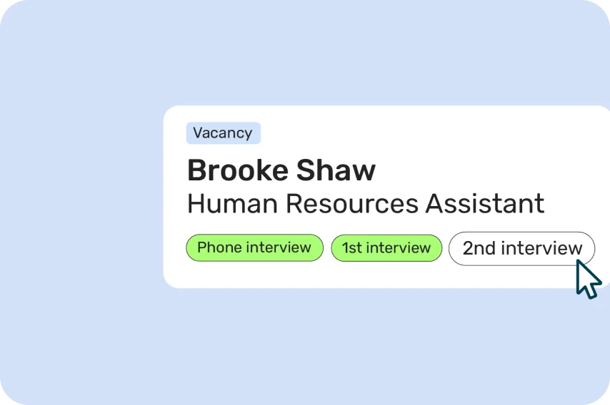 Breathe HR recruitment view showing a candidate moving through interview stages